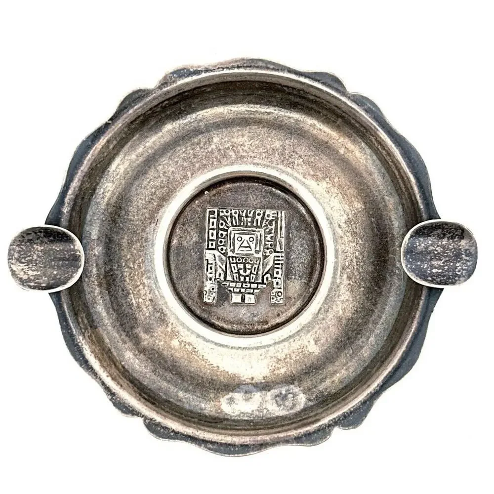 Vintage 925 Sterling Silver Peruvian Ashtray Aztec